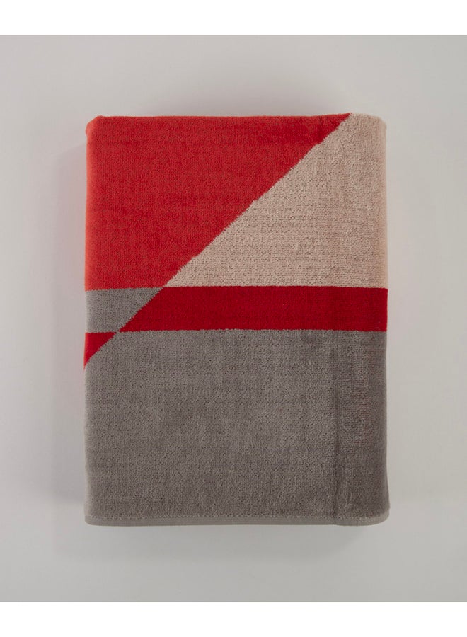 White Rose Cross Stripe 500 Gsm 100% Cotton Terry -Cross Stripe Design1 Bath Sheet 80X160 CmLuxury Touch Extra Absorbent-Red - Image 3