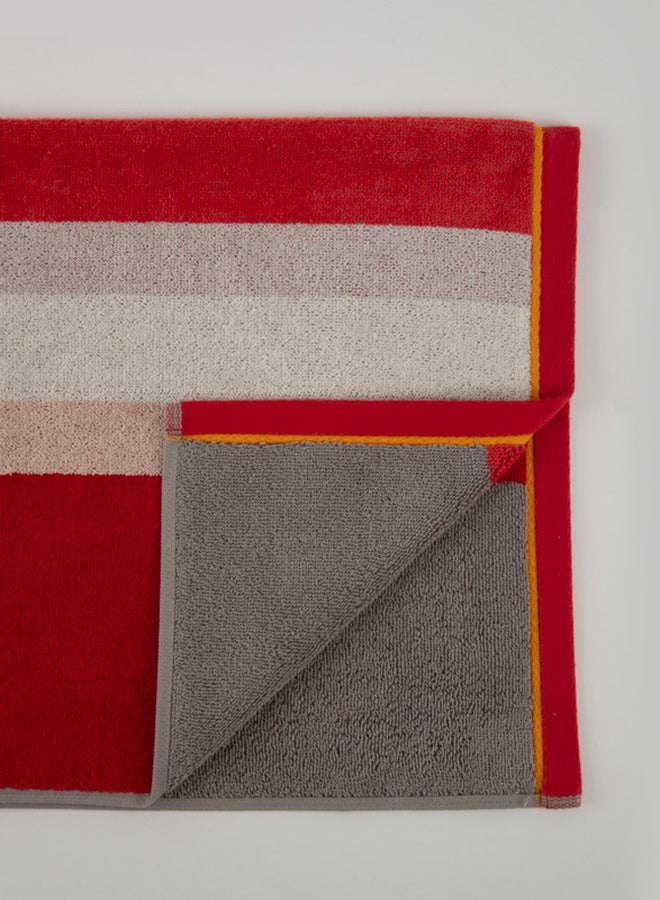 White Rose Cross Stripe 500 Gsm 100% Cotton Terry -Cross Stripe Design1 Bath Sheet 80X160 CmLuxury Touch Extra Absorbent-Red - Image 4