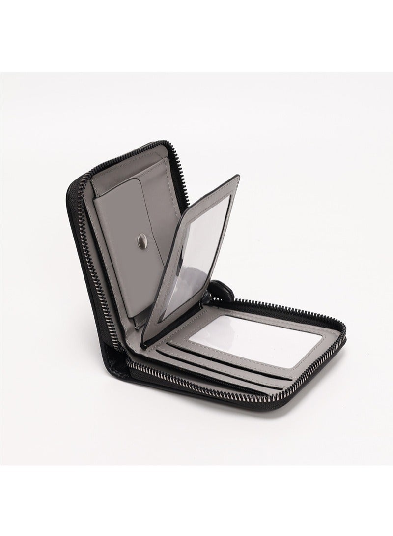 New Men's Wallet Short Horizontal Casual ID Wallet Multifunctional Braided Small Wallet Black  - Image 5