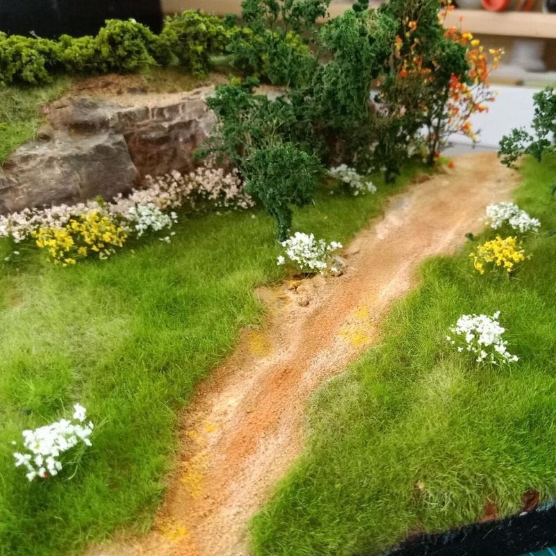 klarako Miniature Flower Tufts Studio Grass Tufts Strips Set Self Adhesive Grass Tufts Mountain Tufts Model Train Landscaping Track Construction Material  Purple, as described - Image 5