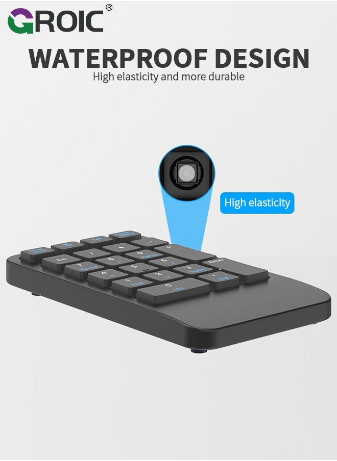 GROIC - Wireless Number Pad, 22 Keys Wireless Numeric Keypad, Portable Slim Number Keyboard Numpad Financial Accounting Extensions 10 Key for Laptop, Computer, MacBook Notebook etc - Image 1