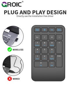 GROIC Wireless Number Pad, 22 Keys Wireless Numeric Keypad, Portable Slim Number Keyboard Numpad Financial Accounting Extensions 10 Key for Laptop, Computer, MacBook Notebook etc  - Image 4