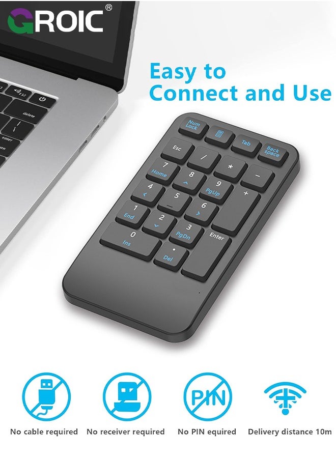 GROIC - Wireless Number Pad, 22 Keys Wireless Numeric Keypad, Portable Slim Number Keyboard Numpad Financial Accounting Extensions 10 Key for Laptop, Computer, MacBook Notebook etc - Image 1