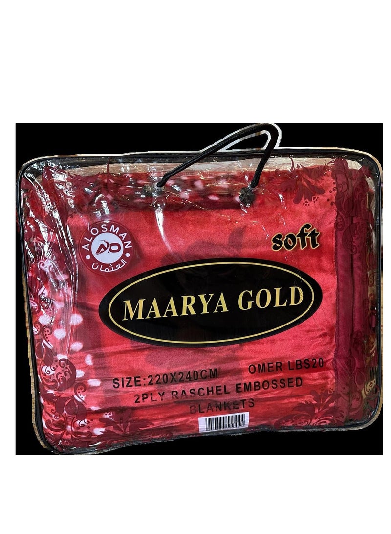 MAARYA GOLD 2 PLY SUPER SOFT EMBOSSED BLANKET - Image 1