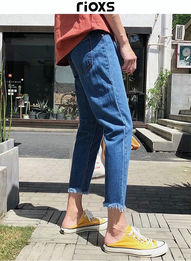 RIOXS Men's Casual Loose Jeans, Straight Leg Denim Pants, Stylish Trousers, Straight-Fit Jeans, Comfortable Ankle Pants, Perfect for Everyday Wear  - Image 4