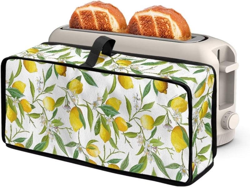 ZDCUSTOM Lemon Leaf 2 Slice Slim Toaster Cover Case with Hanging Loop Keep Kitchen Small Appliance Clean from Stains and Spills, Long Slot Bread Maker Cover - Image 1
