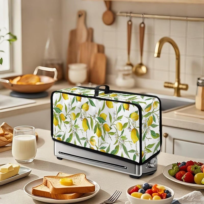 ZDCUSTOM Lemon Leaf 2 Slice Slim Toaster Cover Case with Hanging Loop Keep Kitchen Small Appliance Clean from Stains and Spills, Long Slot Bread Maker Cover - Image 3
