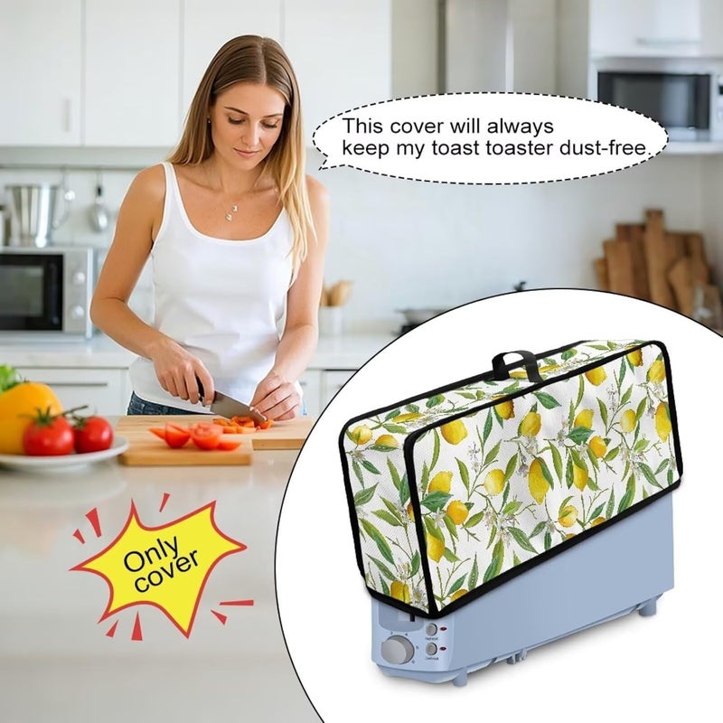 ZDCUSTOM Lemon Leaf 2 Slice Slim Toaster Cover Case with Hanging Loop Keep Kitchen Small Appliance Clean from Stains and Spills, Long Slot Bread Maker Cover - Image 4