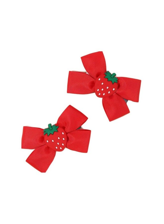 BBTDIN Strawberry Snap Clips Baby Girls Fruit Hair Bow Clips Strawberry Hair Ring Tie BBW24 (Set-C) - Image 4