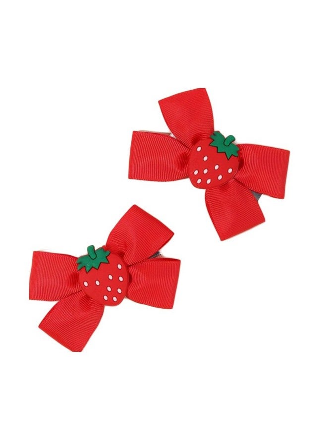 BBTDIN Strawberry Snap Clips Baby Girls Fruit Hair Bow Clips Strawberry Hair Ring Tie BBW24 (Set-C) - Image 1