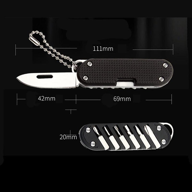 VEHTRI Pocket Cutter 6Bit Adjustable Screwdriver Multipurpose Cutting Tool Mini EDC Tool Keychain for TravelCampingOutdoor Magnetic Driver Combo Storage Organizer Black Metal - Image 4