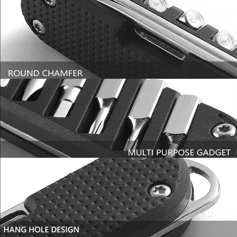 VEHTRI Pocket Cutter 6Bit Adjustable Screwdriver Multipurpose Cutting Tool Mini EDC Tool Keychain for TravelCampingOutdoor Magnetic Driver Combo Storage Organizer Black Metal - Image 2