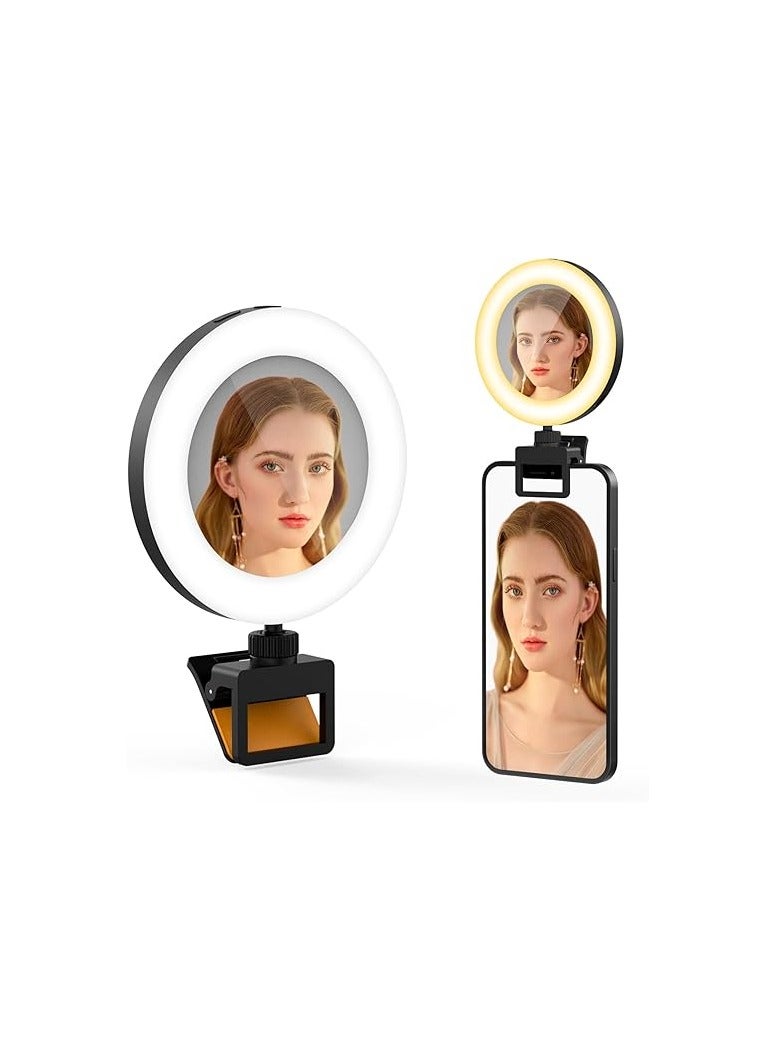 Rechargeable Portable Selfie Ring Light with Clip and Display – 40 LED Beads – High CRI Lighting for Mobile Photography, Video Recording, and Makeup  - Image 1