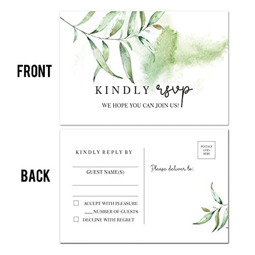TENTADO 50 Greenery RSVP Postcards, Response Cards, Rsvp Cards, Reply Cards Perfect for Wedding, Rehearsal Dinner, Baby Shower, Bridal, Birthday, Engagement Invitations. - Image 5