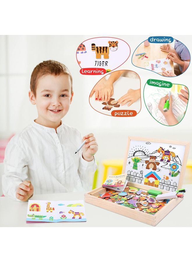JSAITOYS Wooden Magnetic Jigsaw Puzzle Animal Double-Sided Drawing Board Children's Educational Puzzle - Image 5
