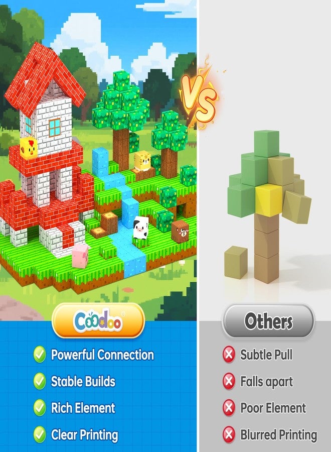 Coodoo 150 قطعة من كتل المغناطيس للأطفال، بلاط مغناطيسي لبناء كتل مجموعة الغابة للأطفال من عمر 3 سنوات فما فوق، ألعاب STEM الحسية الخارجية هدايا عيد الميلاد ضرورية في الفصول الدراسية للأولاد والبنات من 3 إلى 8 سنوات - Image 3