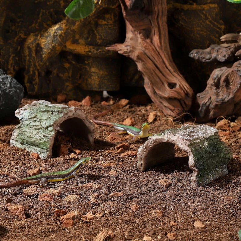 IBWell 2 Pack Aquarium Hideout Reptile Cave Betta Log Resin Hollow Tree Trunk Ornament Terrarium Tank Decoration for Fish Turtle Small Reptile - Short - Image 3