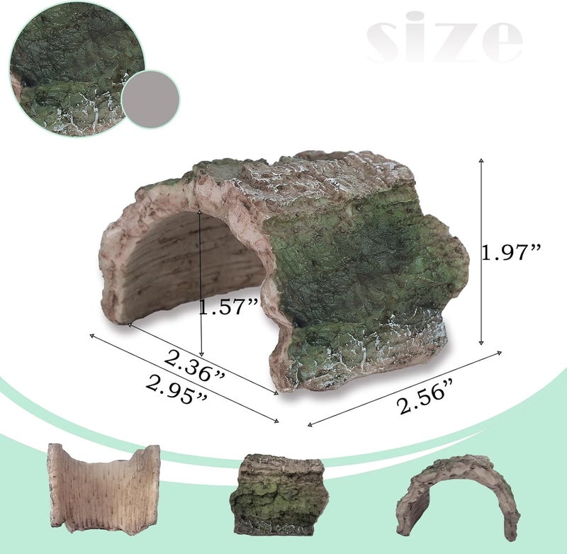 IBWell 2 Pack Aquarium Hideout Reptile Cave Betta Log Resin Hollow Tree Trunk Ornament Terrarium Tank Decoration for Fish Turtle Small Reptile - Short - Image 2