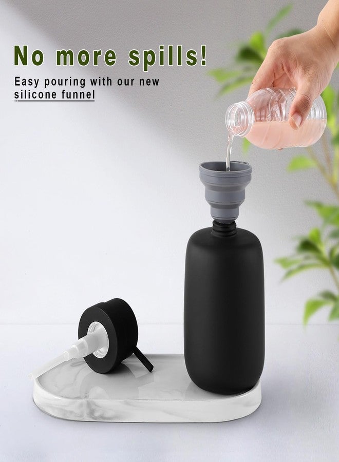 YDSluock Matte Black Soap Dispenser Bathroom,Ceramic Soap Dispenser Lotion Pump Dish Soap Dispenser for Kitchen,16oz Refillable Liquid Hand Wash Dispenser for Bathroom (Rubber Paint) - Image 4