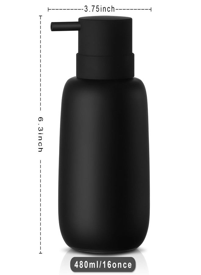 YDSluock Matte Black Soap Dispenser Bathroom,Ceramic Soap Dispenser Lotion Pump Dish Soap Dispenser for Kitchen,16oz Refillable Liquid Hand Wash Dispenser for Bathroom (Rubber Paint) - Image 3