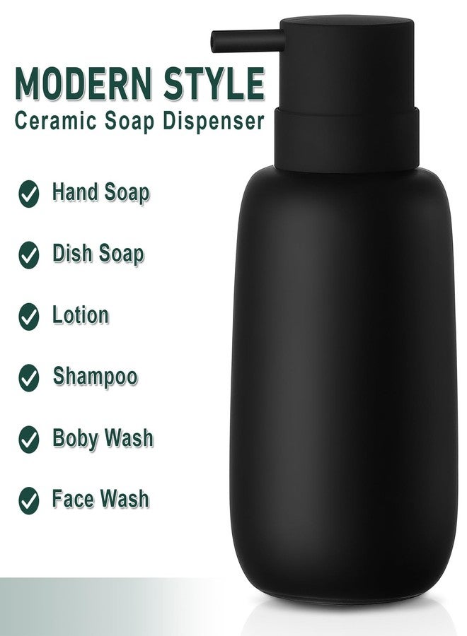YDSluock Matte Black Soap Dispenser Bathroom,Ceramic Soap Dispenser Lotion Pump Dish Soap Dispenser for Kitchen,16oz Refillable Liquid Hand Wash Dispenser for Bathroom (Rubber Paint) - Image 5