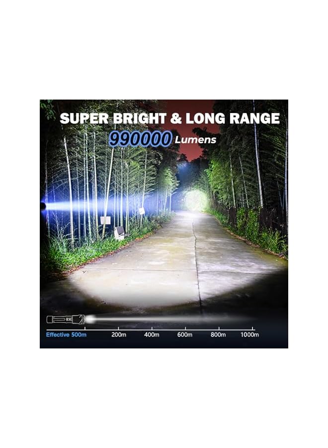 promass Flashlight High Lumens Rechargeable 2 Pack, 990000 Lumen Super Bright Led Flashlights with 7 Light Modes, IPX6 Waterproof, Powerful Handheld Flash Light for Camping Home Emergencies - Image 3