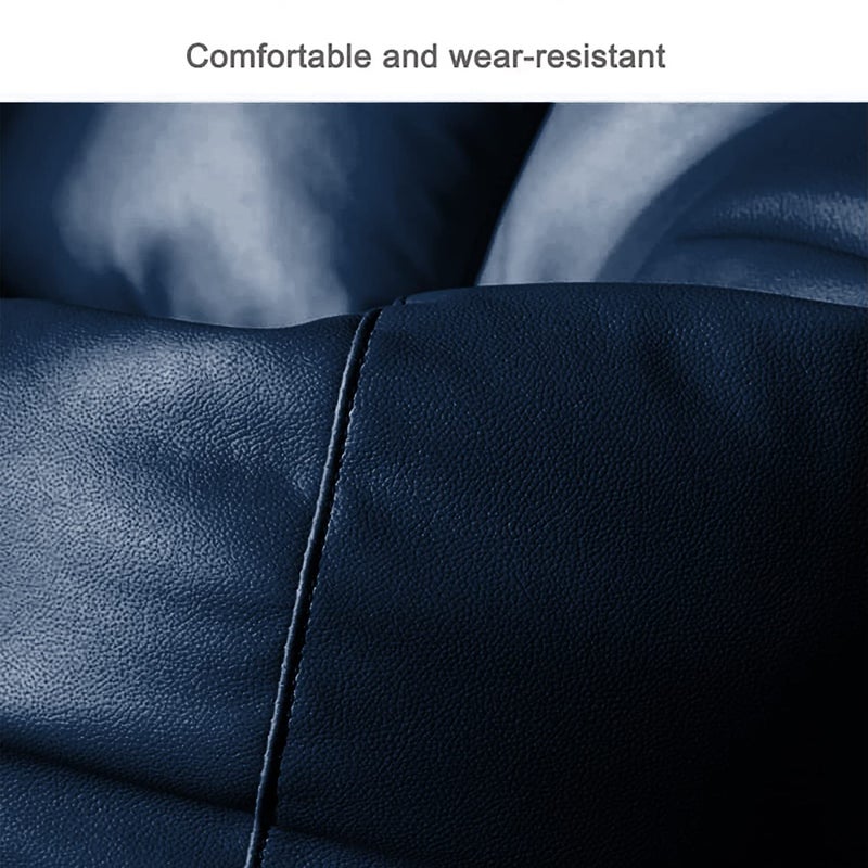 Gold Gold Premium Faux Leather Bean Bag Bean Bag Cover with Free Footrest and Cushion 3XL Navy Blue  - Image 4