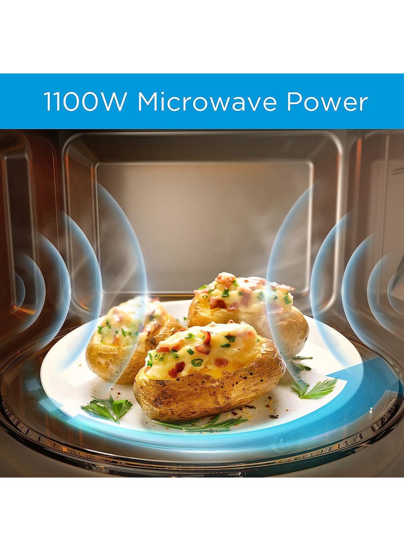 Midea Microwave Oven with Grill, Digital Touch Control,Child-Safety-Lock, 7 Auto Menus, LED Display with Timer, Grilling Roasting & Cooking Functions, Large Capacity 42 L EG142A5L Silver/Black - Image 3