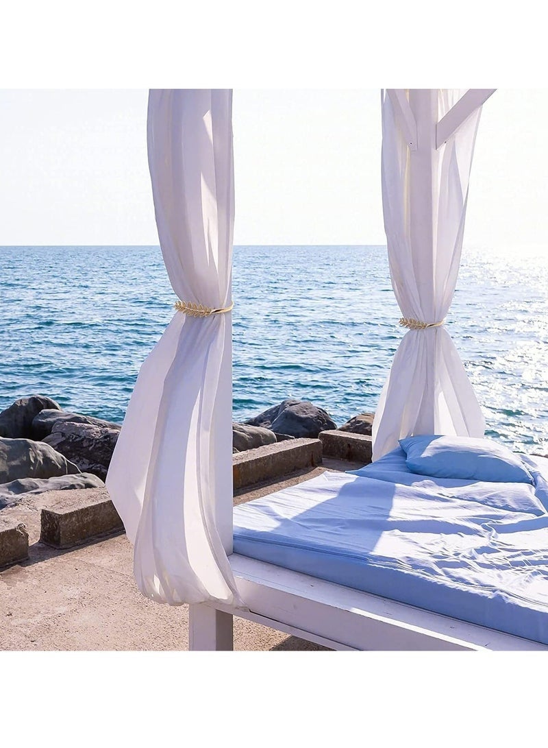 حامل ستائر ذهبي مكون من 4 قطع، يمكن ربط الستائر معًا للمنزل والفندق والمكتب (أوراق ذهبية) - Image 5