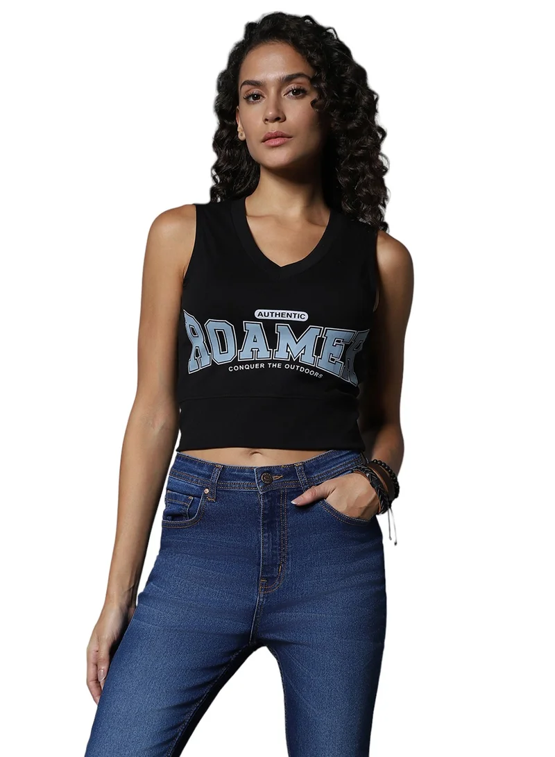 HIGH STAR Crop Top for Women, V-Neck, Sleeveless, High Rise, Cotton Fabric