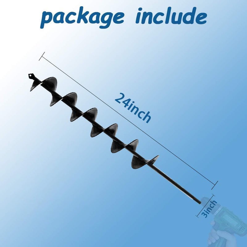 SORANGEUN Auger Drill Bit for Planting - 3 x 24 inch Plant Auger for Cordless Drill - Bulb Planter Tool for Bulbs Planting&Holes Digging - 3/8" Hex Drive Drill - Image 1