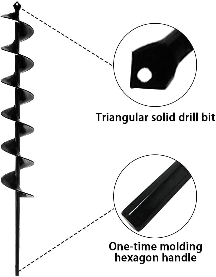 SORANGEUN Auger Drill Bit for Planting - 3 x 24 inch Plant Auger for Cordless Drill - Bulb Planter Tool for Bulbs Planting&Holes Digging - 3/8" Hex Drive Drill - Image 2