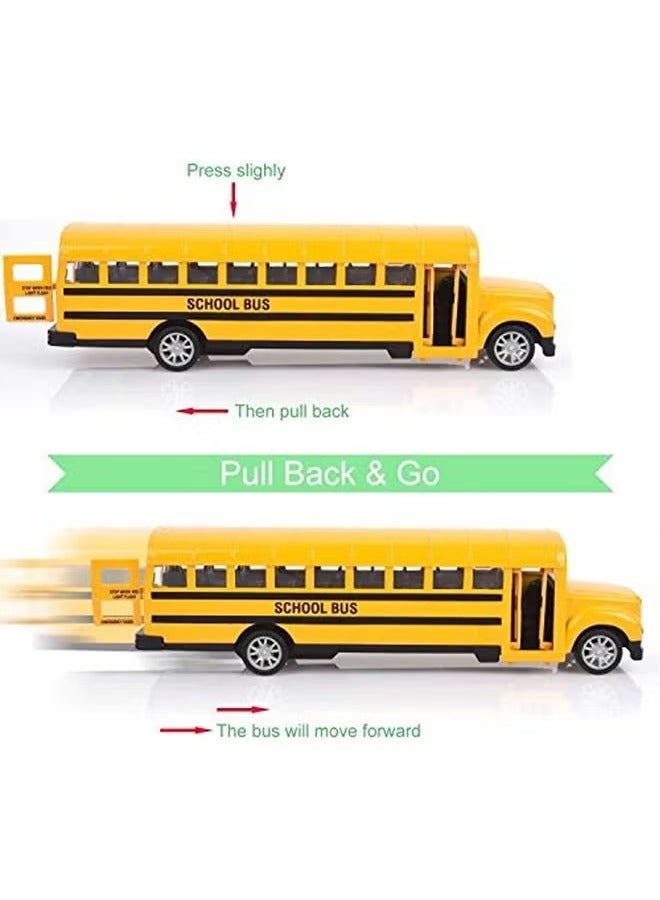 School Bus Toy for Toddlers, Die Cast Pull Back Cars Yellow Bus Play Vehicles with Pull Back Mechanism and Open Doors, Pull Back Cars for Kids  - Image 2