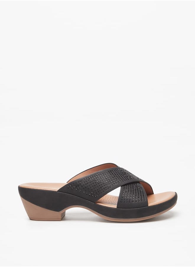 Le Confort Womens Embellished Cross Strap Sandals with Block Heels  - Image 3