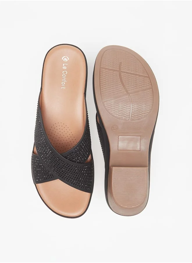 Le Confort Womens Embellished Cross Strap Sandals with Block Heels  Ramadan Collection