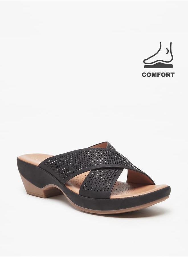 Le Confort Womens Embellished Cross Strap Sandals with Block Heels  - Image 1