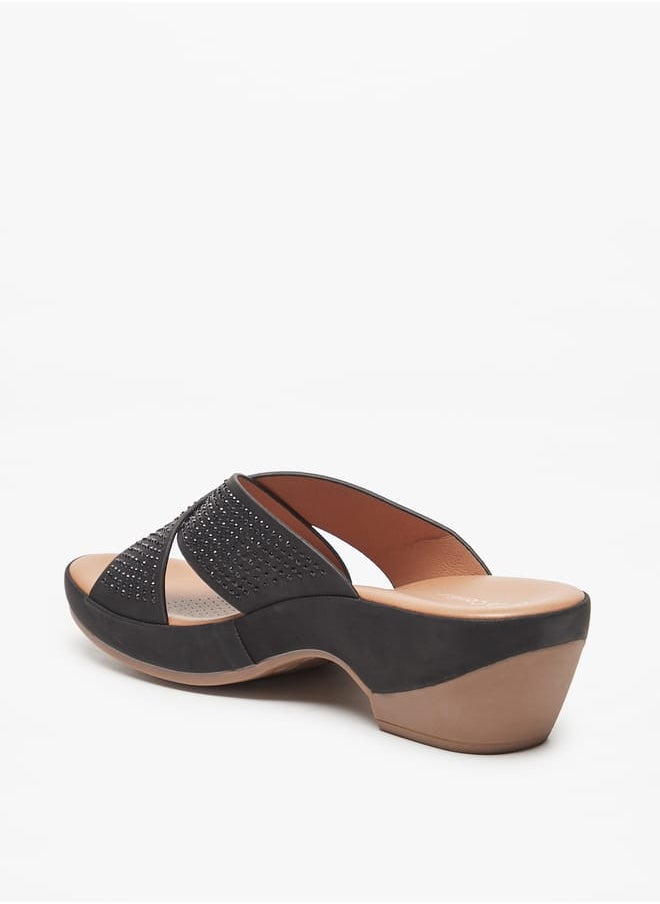 Le Confort Womens Embellished Cross Strap Sandals with Block Heels  - Image 2