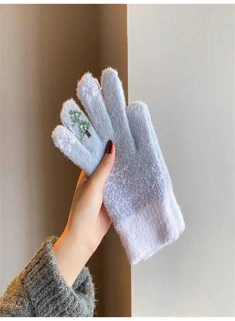 Women’s Winter Gloves with Full-Finger Design Made from Thick Soft Knit Fabric Providing Excellent Heat Retention and Adding a Luxurious Elegant Touch to Your Winter Look - Image 2