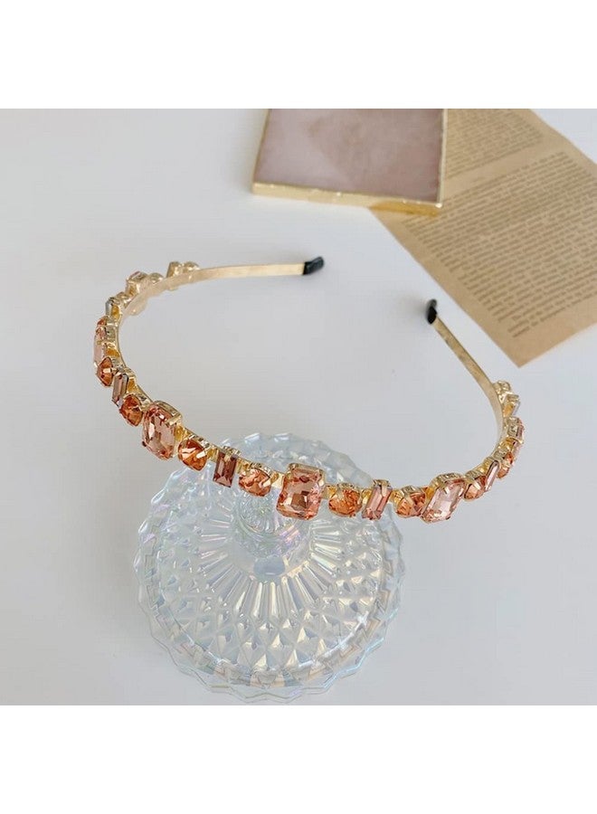 Wiwpar Rhinestone Headbands For Women Girls Elastic Rhinestone Thin Head Bands Vintage Headband Hair Hoop Hair Accessories (Pink) - Image 2