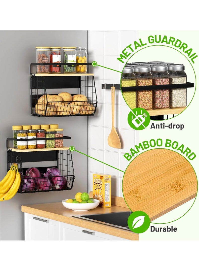 LOOPITYS Magnetic Shelf for Fridge with Wood Lid，Storage basket, Fruit Potato & Onion Storage Bins, Magnetic Spice Rack for Refrigerator Pantry Organizer & Storage, Large Container for Refrigerator, Kitchen Counter & Laundry,Cabinet(large size：13.8"*6.7"*11.6") ﻿ - Image 4