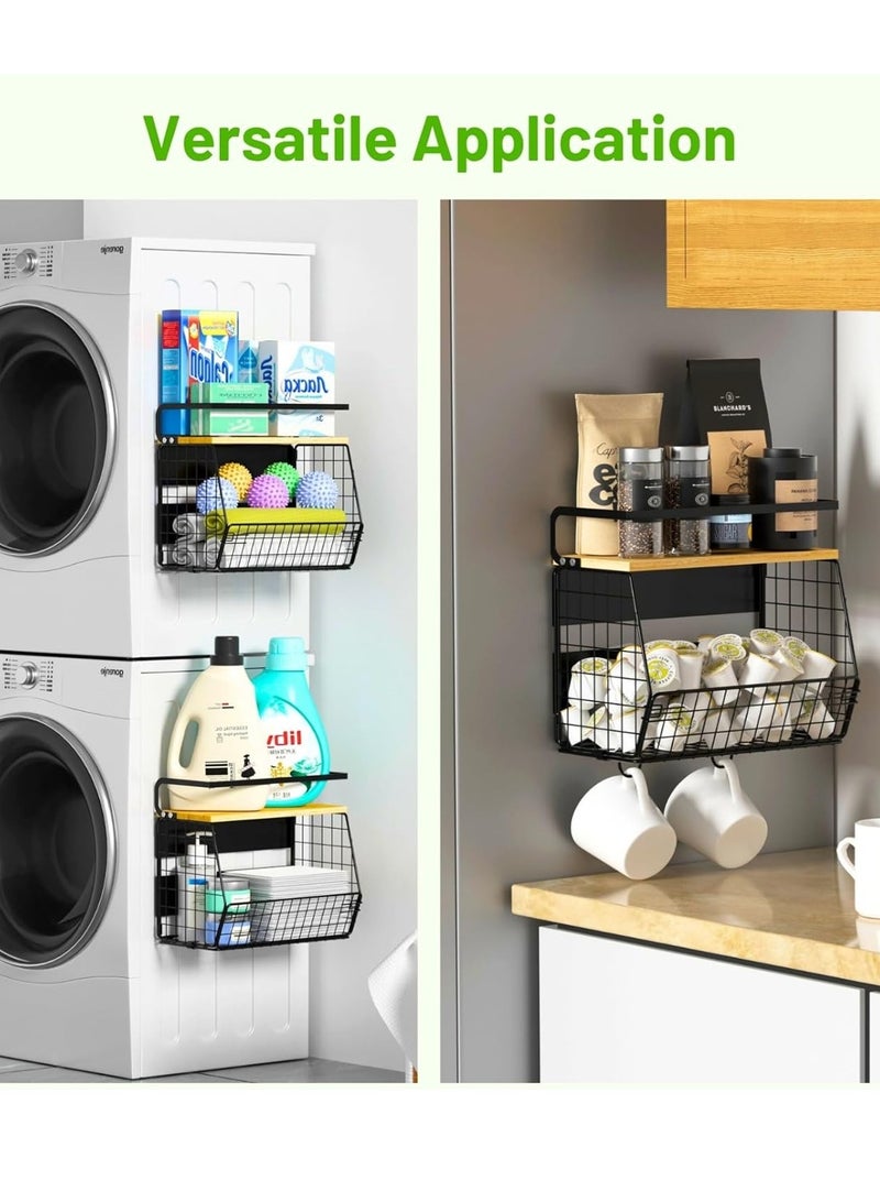 LOOPITYS Magnetic Shelf for Fridge with Wood Lid，Storage basket, Fruit Potato & Onion Storage Bins, Magnetic Spice Rack for Refrigerator Pantry Organizer & Storage, Large Container for Refrigerator, Kitchen Counter & Laundry,Cabinet(large size：13.8"*6.7"*11.6") ﻿ - Image 5