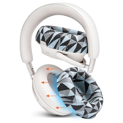 WC SweatZ QC Ultra Patented Protective Earpad Covers Compatible with Bose QuietComfort Ultra Gen 1 Gen 2 by Wicked Cushions Sweatproof Washable Geo Grey - Image 1
