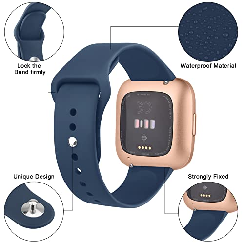 Tobfit Silicone Band for Fitbit Versa 2 Fitness Tracker, Soft Quick-Release Sport Strap for Fitbit Versa SE Watch, Wristband with Metal Buckle for Men Women (2 Pack, Black/Navy Blue) - Image 3