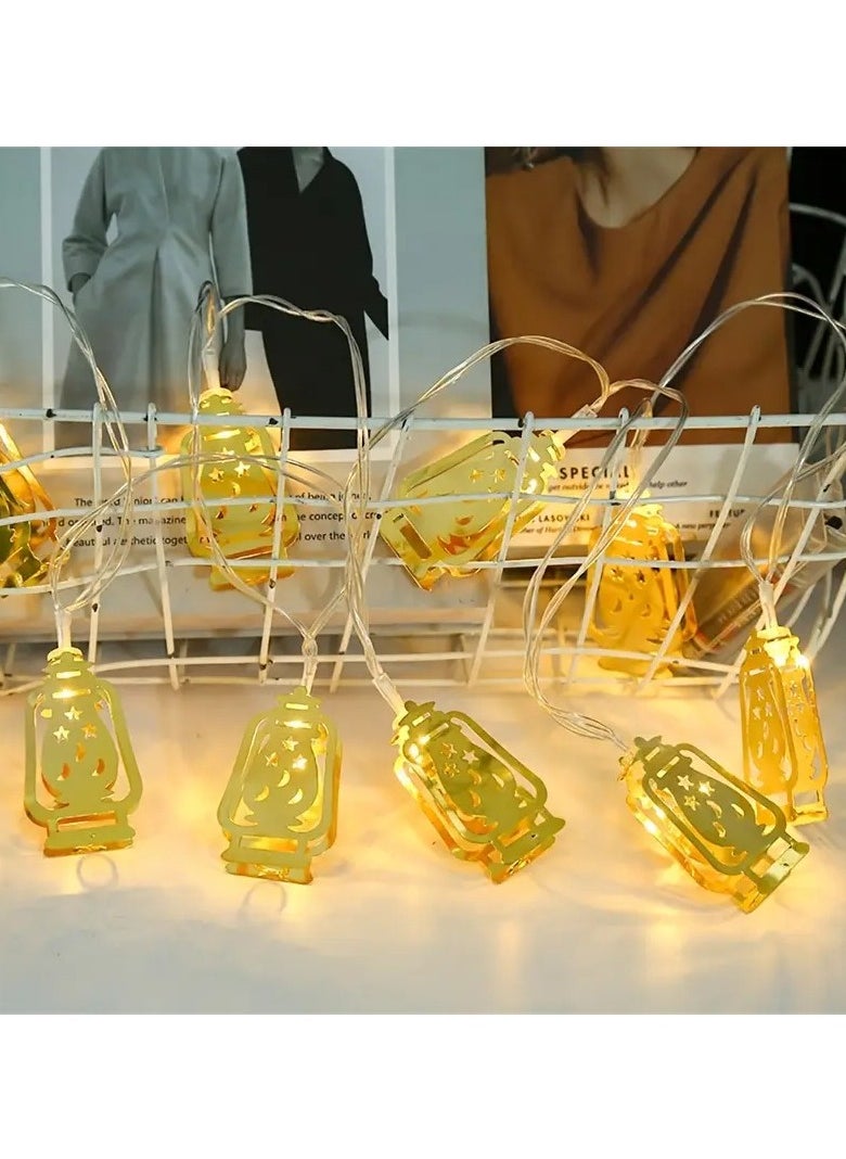 Home Care 10 LED Ramadan Kerosene Lamp String Lights, Battery Operated, Mosque Star and Moon Design, Non-Waterproof, Cord Included, for Eid Mubarak,  - Image 3