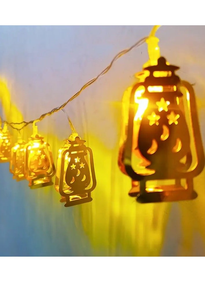 Home Care 10 LED Ramadan Kerosene Lamp String Lights, Battery Operated, Mosque Star and Moon Design, Non-Waterproof, Cord Included, for Eid Mubarak,  - Image 4