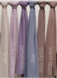 Bundle Of Six Plain Casual Chiffon Scarf Big Size - Multicolor