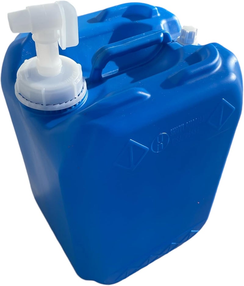 CHEMSTREAM 5.3 Gallon Tighthead Jug w/Cap & Faucet | Water Storage Carboy | Hedpack | Home Brewing | Includes- (1) Jug (2) Caps & (1) Faucet/Spigot | (BLUE) - Image 1