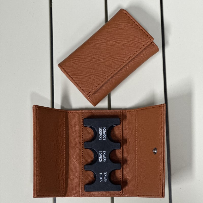 Tri-Fold Mens Wallet with Coin Pouch Brown