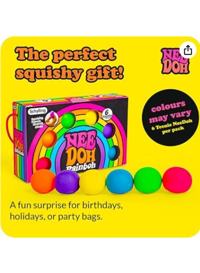 Needoh Nee Doh Rainbow Mini Squeezable Balls 6-Piece Set - Sensory Decompression Toys for Kids and Adults, Holiday Gifts - Image 2