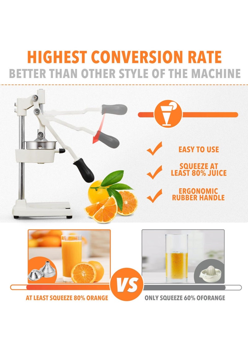 WALALLA Manual Fruit Juicer, Stainless, for Orange Citrus Lemon Lime Grapefruit, Non-Slip Handle, Separates Pulp from Seeds, Easy to Use and Wash, White - Image 4